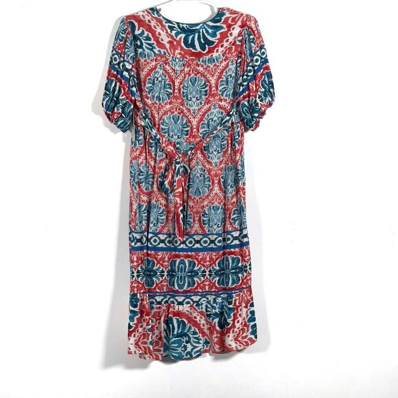 Figueroa & Flower Midi Dress Womens Sz XL Floral Belted Short Sleeve Boho - Picture 4 of 13